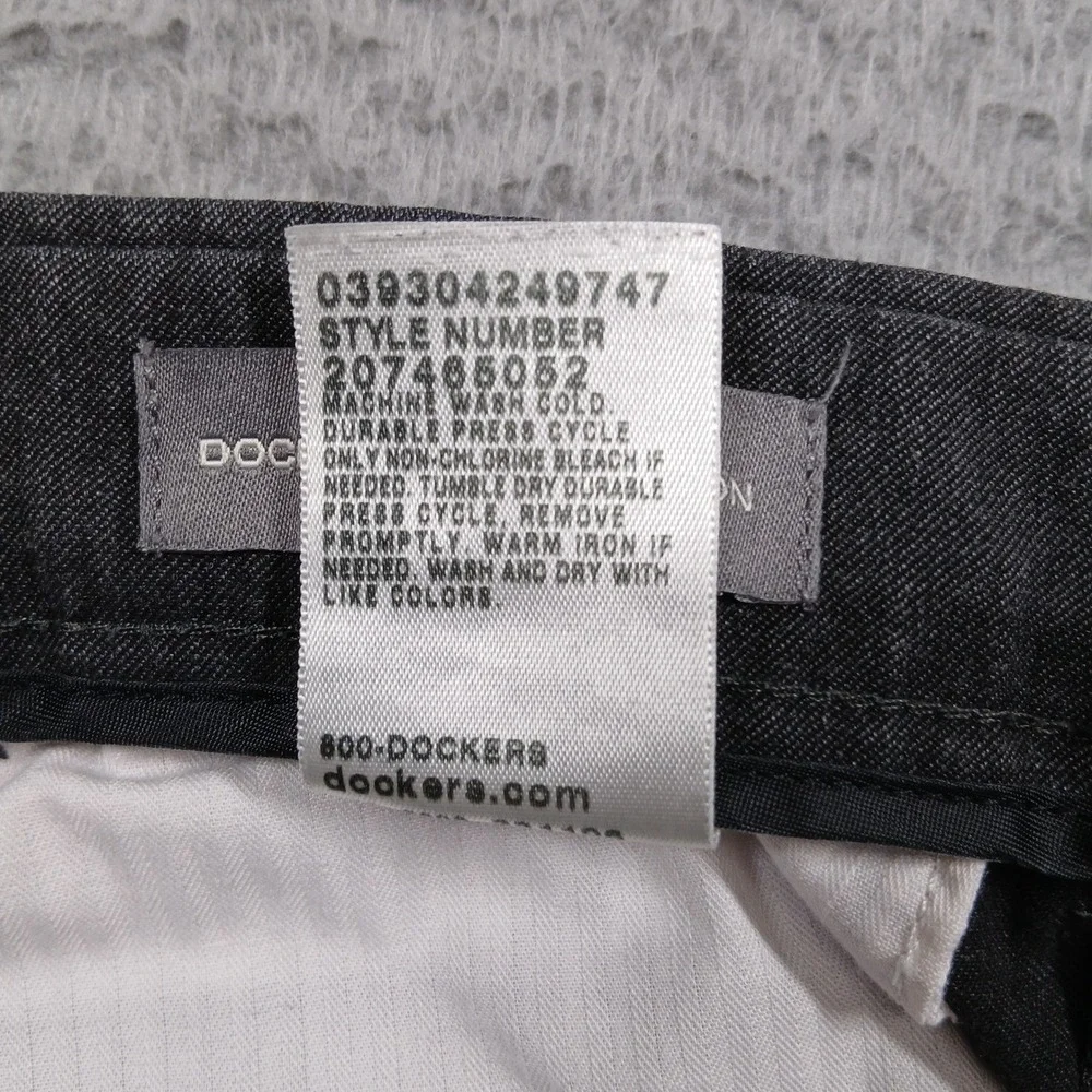 Dockers Collection Dress Pants Mens 36x32 Gray Flat Front Relaxed‎ Fit Stretch